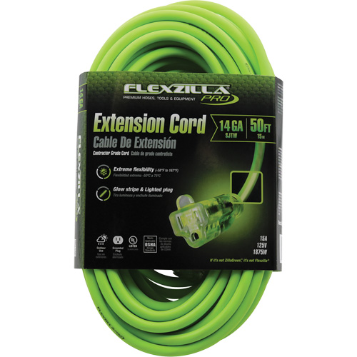 Flexzilla&reg; Pro Industrial Extension Cord, All-Weather, SJTW, 14/3 AWG, 15 A, 50' D. Morneault & Fils