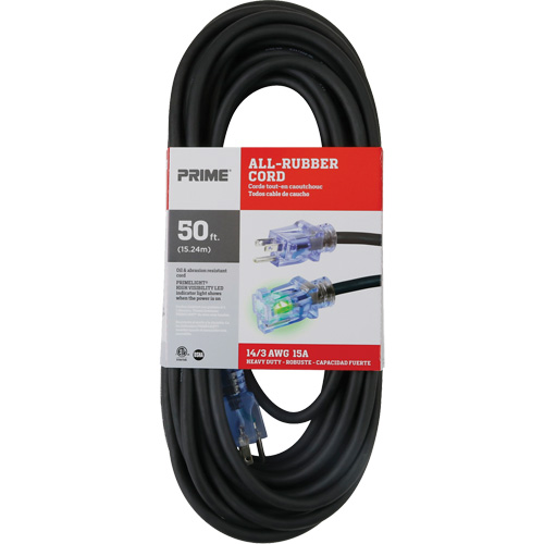 Cordon rallonge All-Rubber, Ext&eacute;rieur, SJOOW, AWG 14/3, 15 A, 50' D. Morneault & Fils