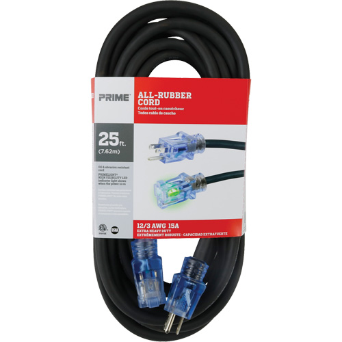 Cordon rallonge All-Rubber, Ext&eacute;rieur, SJOOW, AWG 12/3, 15 A, 25' D. Morneault & Fils