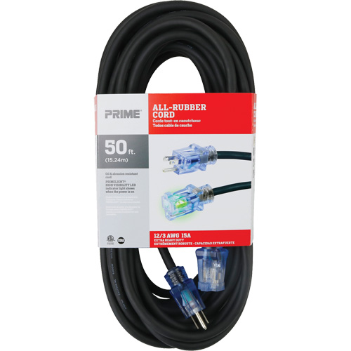 Cordon rallonge All-Rubber, Ext&eacute;rieur, SJOOW, AWG 12/3, 15 A, 50' D. Morneault & Fils