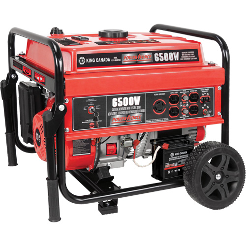 G&eacute;n&eacute;ratrice &agrave; essence &agrave; d&eacute;marrage &eacute;lectrique avec ensemble de roues, 6500 W de surtension, 5000 W nominale, 120 V/240 V, R&eacute;servoir de 20 L D. Morneault & Fils