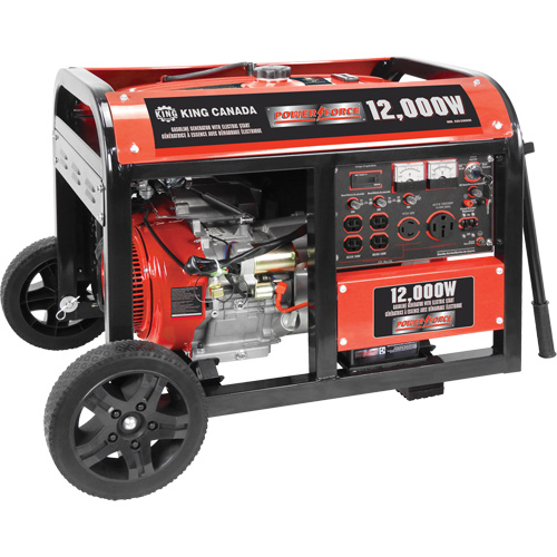 Electric Start Gas Generator with Wheel Kit, 12000 W Surge, 9000 W Rated, 120 V/240 V, 31 L Tank D. Morneault & Fils