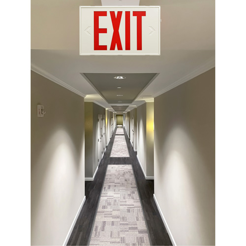 Exit Sign, LED, Battery Operated/Hardwired, 12-1/5" L x 7-1/2" W, English D. Morneault & Fils