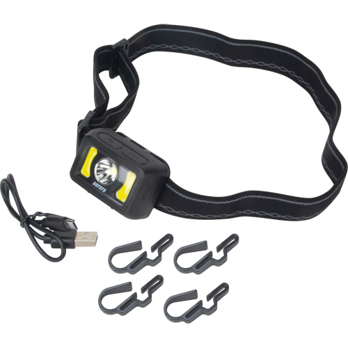 Headlamp, LED, 350 Lumens, 2 Hrs. Run Time, Rechargeable Batteries D. Morneault & Fils