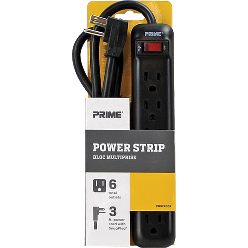 Power Strip, 6 Outlet(s), 3', 15 A, 1875 W, 125 V D. Morneault & Fils