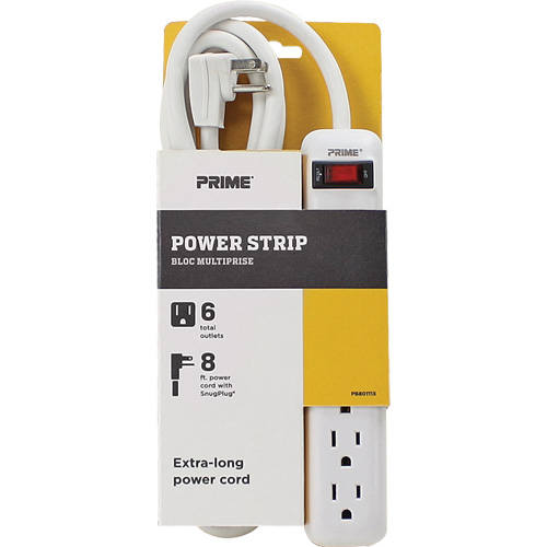 Power Strip, 6 Outlet(s), 8', 15 A, 1875 W, 125 V D. Morneault & Fils