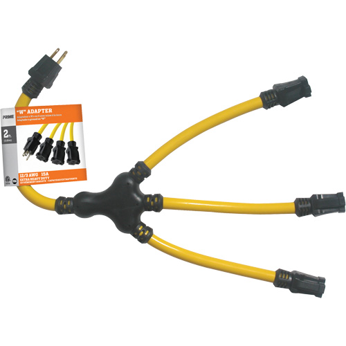 "W" Adapter, Outdoor, STW, 12/3 AWG, 15 A, 3 Outlet(s), 2' D. Morneault & Fils