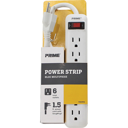 Power Strip, 6 Outlet(s), 1-1/2', 15 A, 1875 W, 125 V D. Morneault & Fils