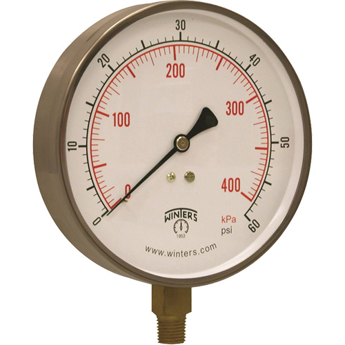 Contractor Pressure Gauge, 4-1/2" , 0 - 60 psi, Bottom Mount, Analogue D. Morneault & Fils