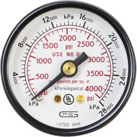 Pressure Gauges, 1-1/2" , 0 - 4000 psi, Back Mount, Analogue D. Morneault & Fils