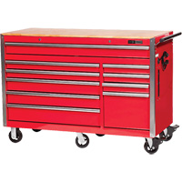 PRC5610 Pro Series Roller Cabinet, 10 Drawers, 55-9/10" W x 24-1/10" D x 39-7/10" H, Red D. Morneault & Fils