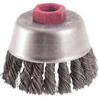 Knot Wire Cup Brushes - High Speed Small Grinder, 2-3/4" Dia. x M10x1.25 Arbor D. Morneault & Fils