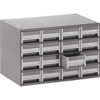 Casiers modulaires pour pi&egrave;ces, Acier, 16 tiroirs, 17" x 10-9/16" x 2-1/8", Gris D. Morneault & Fils