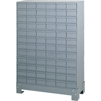 Industrial Drawer Cabinet With Base, 72 Drawers, 34-1/8" W x 12-1/4" D x 48-1/8" H, Grey D. Morneault & Fils