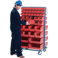 Double-Sided Mobile Bin Rack, Double-sided, 96 bins, 36" W x 24" D x 63" H D. Morneault & Fils