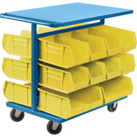 Bin Cart with Bins, Double-sided, 20 bins, 24" W x 38-1/2" D x 36-1/2" H D. Morneault & Fils