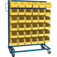 Single-Sided Mobile Bin Rack, Single-sided, 36 bins, 36" W x 16" D x 46-1/2" H D. Morneault & Fils