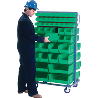 Double-Sided Mobile Bin Rack, Double-sided, 96 bins, 36" W x 24" D x 63" H D. Morneault & Fils