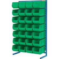Support stationnaire pour bacs &agrave; un c&ocirc;t&eacute;, 36" la x 12" p x 61" h, 28 bacs D. Morneault & Fils