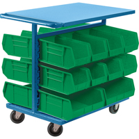 Bin Cart with Bins, Double-sided, 20 bins, 24" W x 38-1/2" D x 36-1/2" H D. Morneault & Fils