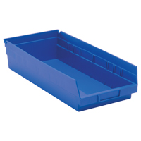 Bacs de rangement pour tablettes, 8-3/8" la x 4" H x 17-7/8" p, Bleu, Capacit&eacute; 40 lb D. Morneault & Fils