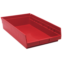 Shelf Bins, 11-1/8" W x 4" H x 17-7/8" D, Red, 40 lbs. Capacity D. Morneault & Fils