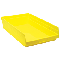 Shelf Bins, 11-1/8" W x 4" H x 17-7/8" D, Yellow, 40 lbs. Capacity D. Morneault & Fils