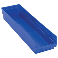 Shelf Bins, 6-5/8" W x 4" H x 23-5/8" D, Blue, 50 lbs. Capacity D. Morneault & Fils