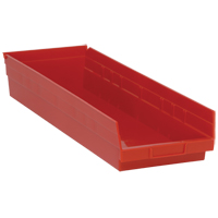 Bacs de rangement pour tablettes, 8-3/8" la x 4" H x 23-5/8" p, Rouge, Capacit&eacute; 50 lb D. Morneault & Fils