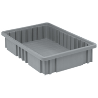 Contenants Divider Box, Plastique, 16,5" la x 10,9" p x 3,5" h, Gris D. Morneault & Fils