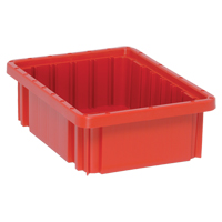 Divider Box&reg; Containers, Plastic, 10.9" W x 8.3" D x 3.5" H, Red D. Morneault & Fils