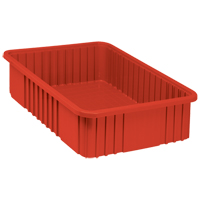 Divider Box&reg; Containers, Plastic, 22.5" W x 17.5" D x 6" H, Red D. Morneault & Fils