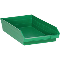 Shelf Bins, 11-1/8" W x 4" H x 17-7/8" D, Green, 40 lbs. Capacity D. Morneault & Fils