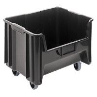 Bac g&eacute;ant mobile empilable, 12-7/16" ha x 19-7/8" la x 15-1/4" p, Capacit&eacute; de 250 lb, Noir D. Morneault & Fils