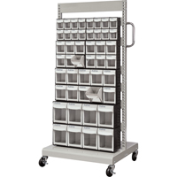 Mobile Tilt Bin Rack, Single-sided, 46 bins, 26-1/4" W x 22" D x 57-1/2" H D. Morneault & Fils