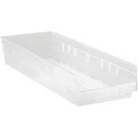 Shelf Bins, 8-3/8" W x 4" H x 23-5/8" D, Clear, 50 lbs. Capacity D. Morneault & Fils