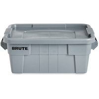 Brute Storage Tote with Lid, 27.88” D x 16.5” W x 10.7" H, 112 llbs. Capacity, Grey D. Morneault & Fils