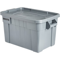 Brute Storage Tote with Lid, 27.88” D x 17.38” W x 15.13” H, 160 lbs. Capacity, Grey D. Morneault & Fils
