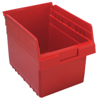 Store-Max Shelf Bins, 8-3/8" W x 8" H x 11-5/8" D, Red, 44 lbs. Capacity D. Morneault & Fils