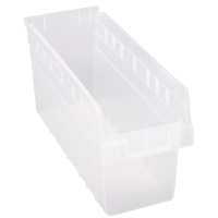 Store-Max Shelf Bins, 6-5/8" W x 8" H x 17-7/8" D, Clear, 56 lbs. Capacity D. Morneault & Fils