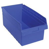 Store-Max Shelf Bins, 11-1/8" W x 8" H x 17-7/8" D, Blue, 56 lbs. Capacity D. Morneault & Fils