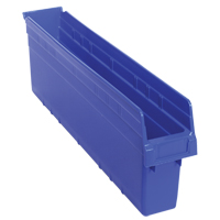 Store-Max Shelf Bins, 4-3/8" W x 8" H x 23-5/8" D, Blue, 68 lbs. Capacity D. Morneault & Fils