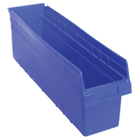 Store-Max Shelf Bins, 6-5/8" W x 8" H x 23-5/8" D, Blue, 68 lbs. Capacity D. Morneault & Fils