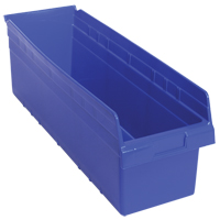 Store-Max Shelf Bins, 8-3/8" W x 8" H x 23-5/8" D, Blue, 68 lbs. Capacity D. Morneault & Fils