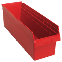Store-Max Shelf Bins, 8-3/8" W x 8" H x 23-5/8" D, Red, 68 lbs. Capacity D. Morneault & Fils