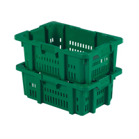 Contenant en plastique Stack-N-Nest pour la manutention des aliments, 16" x 23,9" x 8,8", Vert D. Morneault & Fils