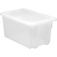 Heavy-Duty Stack & Nest Tote, 15" x 19.5" x 29.5", Clear D. Morneault & Fils
