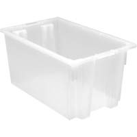 Heavy-Duty Stack & Nest Tote, 12" x 19.5" x 23.5", Clear D. Morneault & Fils