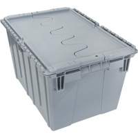 Flip Top Plastic Distribution Container, 21.65" x 15.5" x 12.5", Grey D. Morneault & Fils