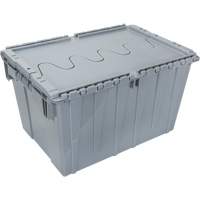 Flip Top Plastic Distribution Container, 21.65" x 15.5" x 12.5", Grey D. Morneault & Fils